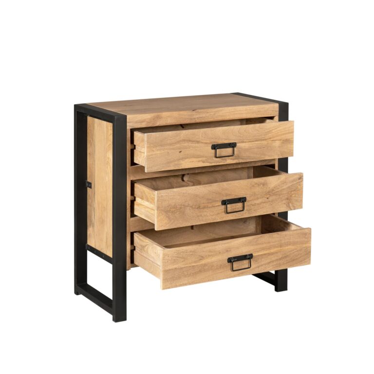 Ladenkast Britt Drie Lades Naturel Mangohout 80 cm