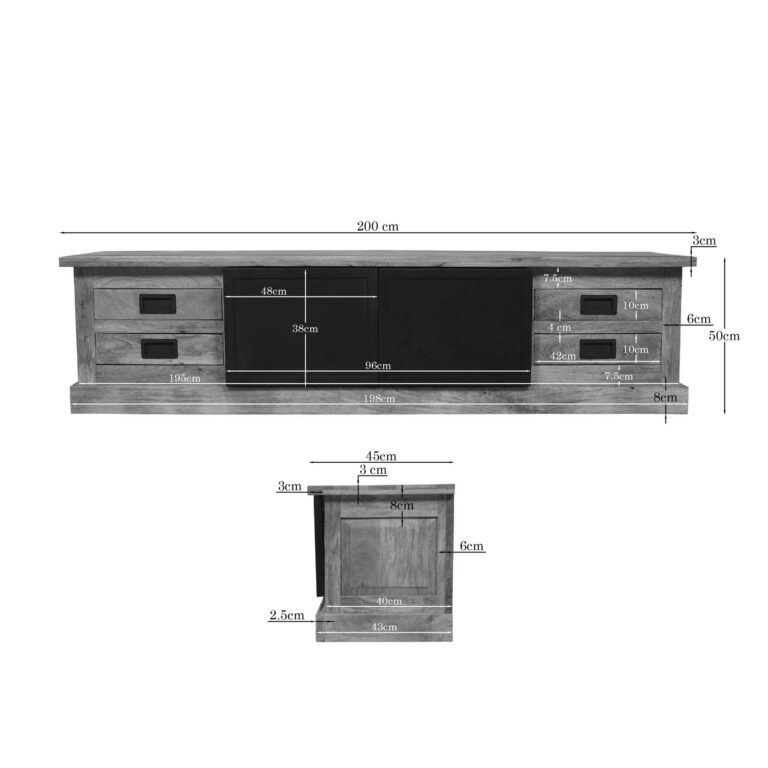 Tv meubel Noa Naturel Mangohout 200 cm