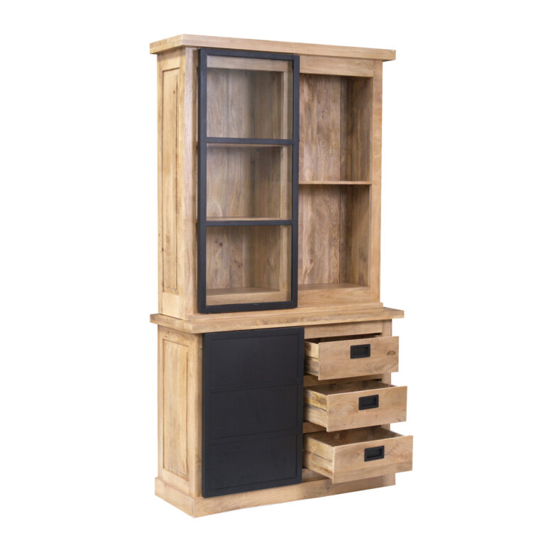 Vitrinekast Noa Naturel Mangohout 120 cm