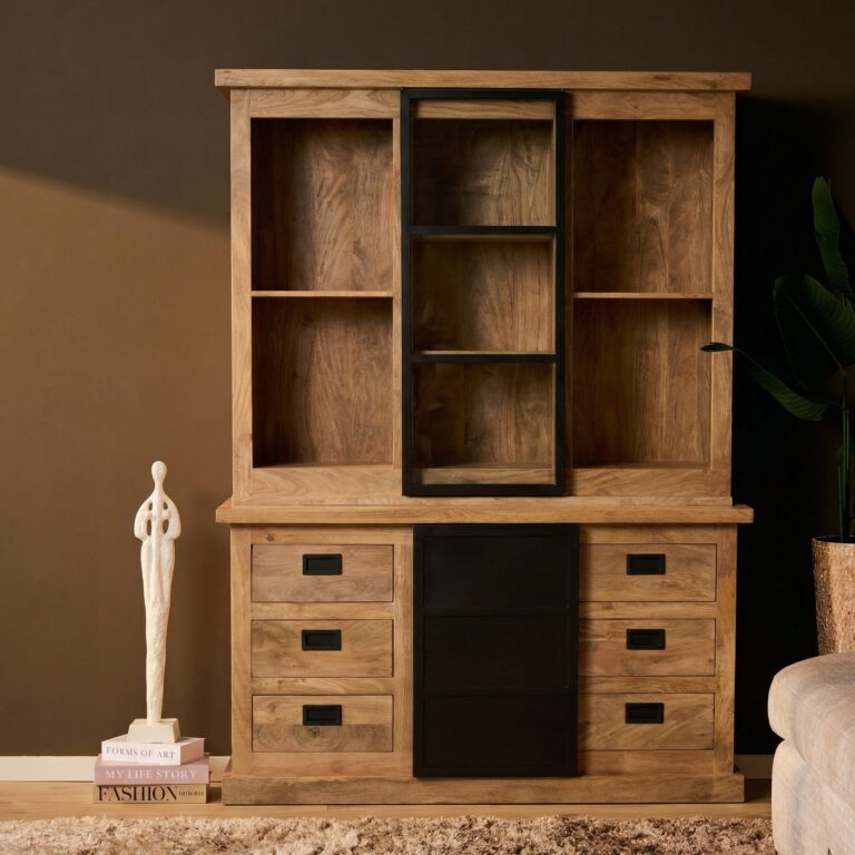 Vitrinekast Noa Naturel Mangohout 160 cm