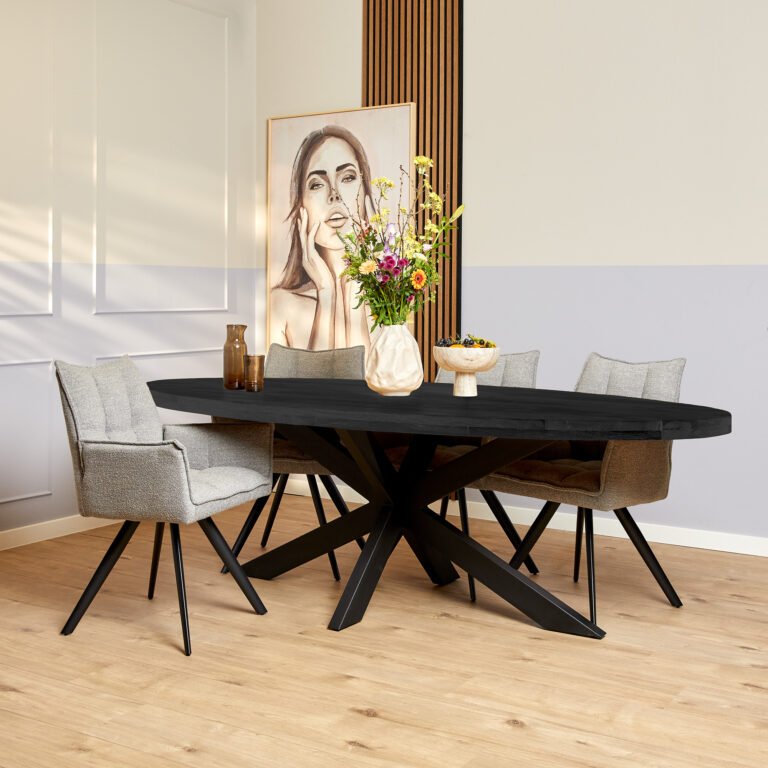 Ovale eettafel Denver Zwart Mangohout 300 cm