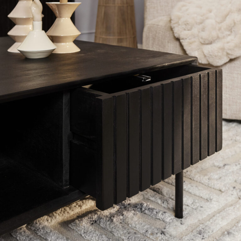 Vierkante salontafel Madison Zwart Mangohout 80 cm