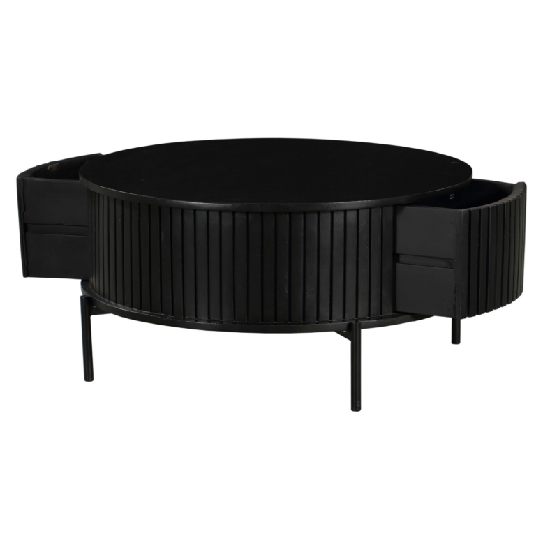 Ronde salontafel Madison Zwart Mangohout 80 cm