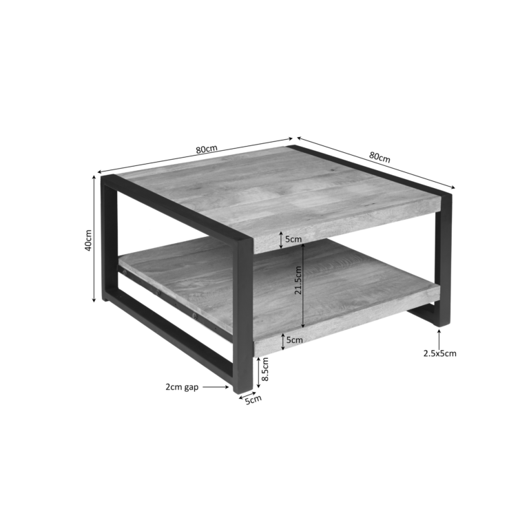 Vierkante salontafel Boaz Naturel Mangohout 80 cm