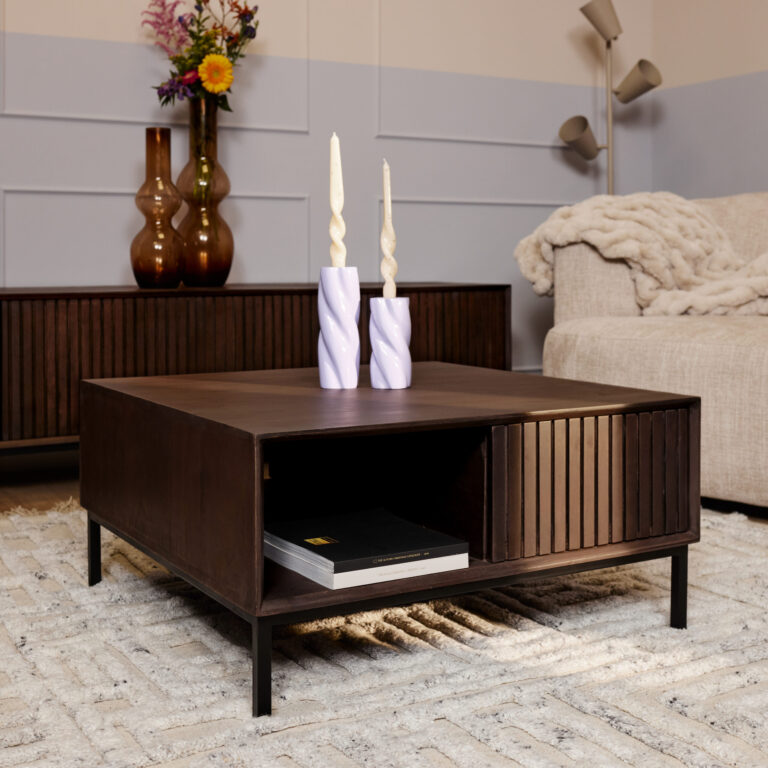 Vierkante salontafel Madison Bruin Mangohout 80 cm