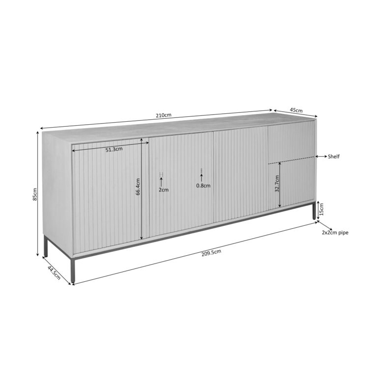 Buffet Madison Bois de manguier Brun 210 cm