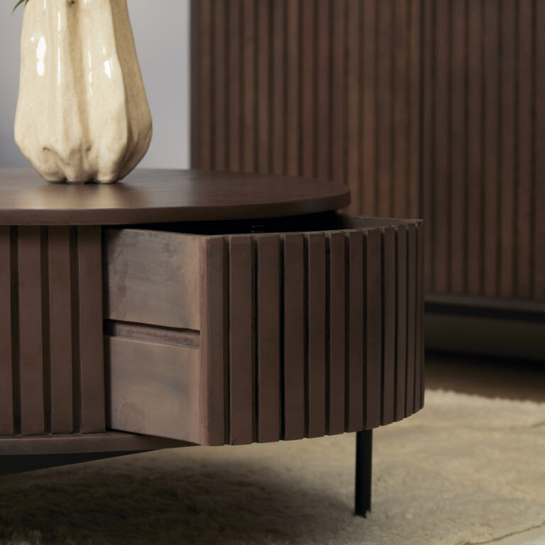 Ronde salontafel Madison Bruin Mangohout 80 cm
