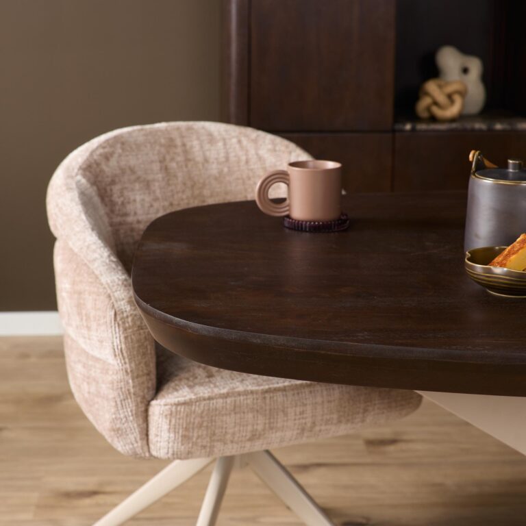 Deens ovale eettafel Madison Bruin Poot Zand Mangohout 160 cm