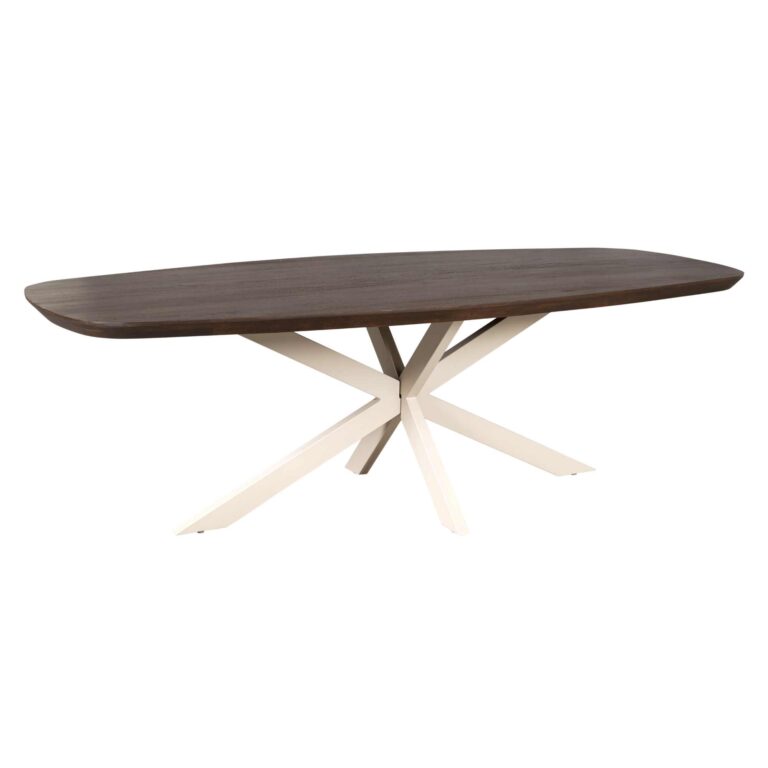 Deens ovale eettafel Madison Bruin Poot Zand Mangohout 200 cm