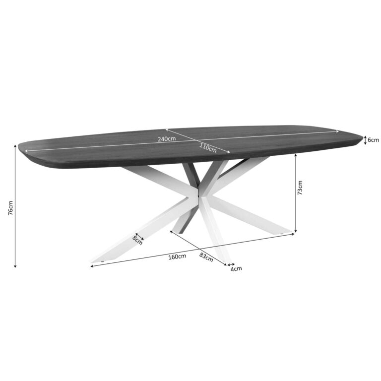 Deens ovale eettafel Madison Bruin Poot Zand Mangohout 240 cm