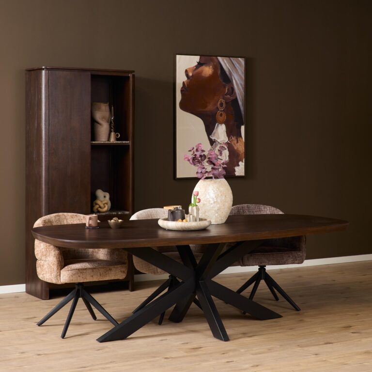 Deens ovale eettafel Madison Bruin Poot Zwart Mangohout 200 cm