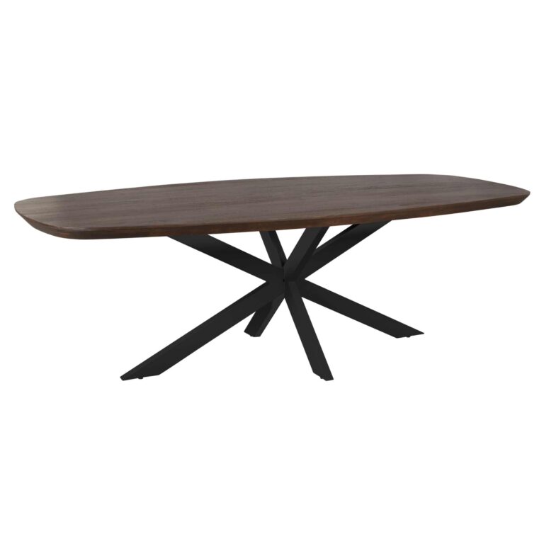 Deens ovale eettafel Madison Bruin Poot Zwart Mangohout 200 cm