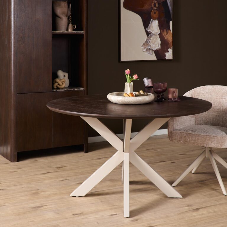 Ronde eettafel Madison Bruin Poot Zand Mangohout 110 cm