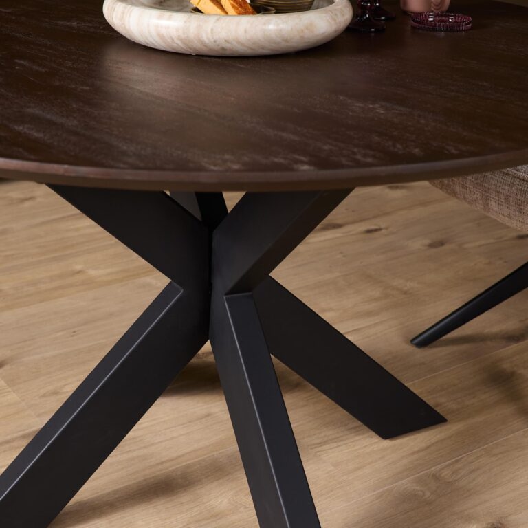 Ronde eettafel Madison Bruin Poot Zwart Mangohout 130 cm