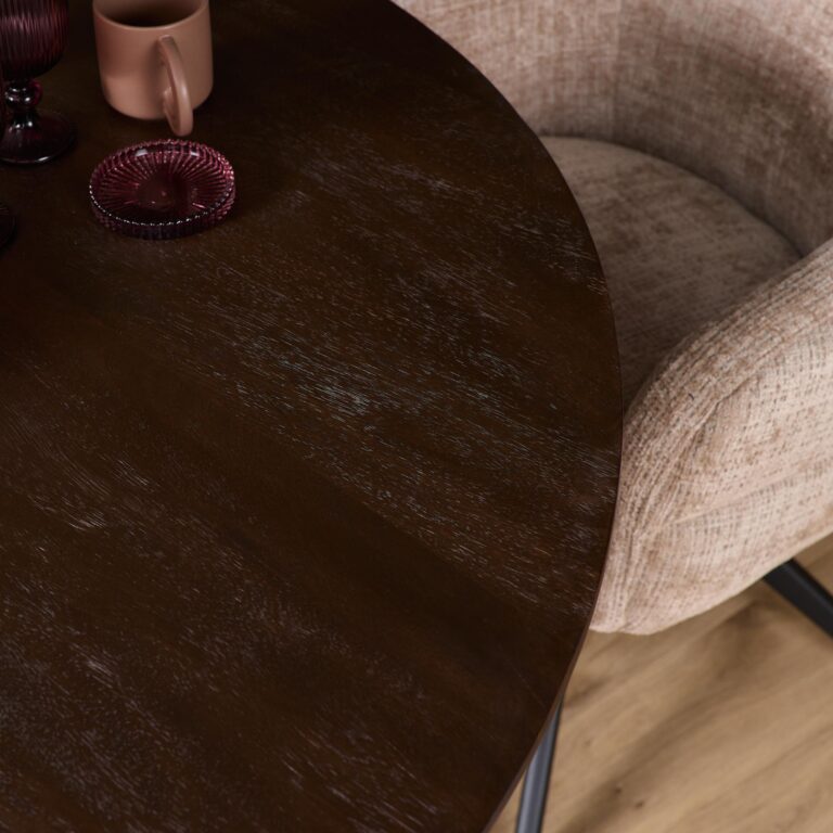 Ronde eettafel Madison Bruin Poot Zwart Mangohout 130 cm