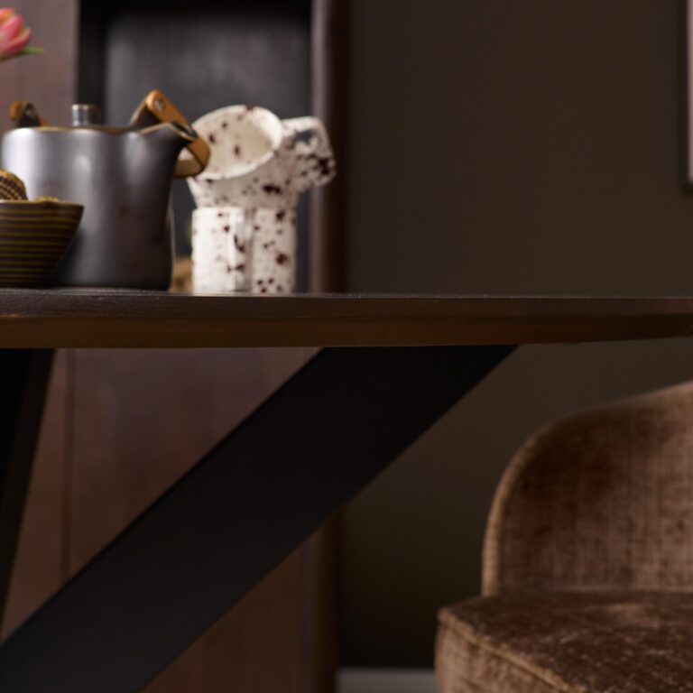 Ronde eettafel Madison Bruin Poot Zwart Mangohout 130 cm