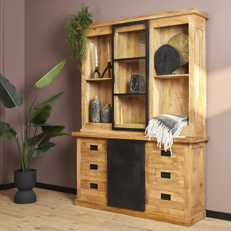 Vitrine Nashville Natur Mangoholz 160 cm