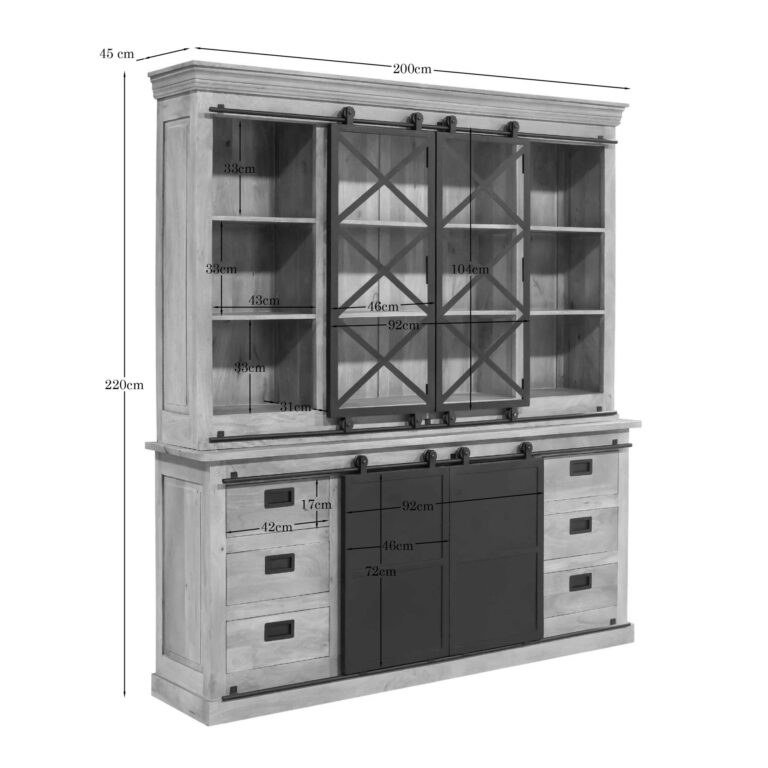Vitrine Fresno Natur Mangoholz 200 cm