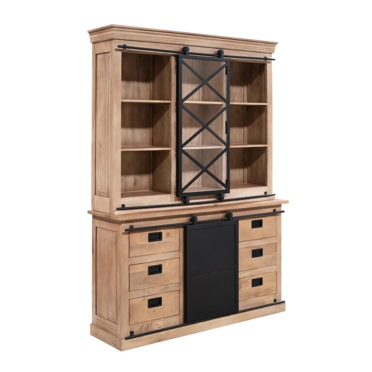 Vitrinekast Fresno Naturel Mangohout 160 cm