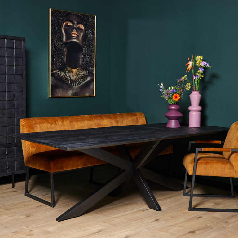 Rechthoekige eettafel New York Zwart Mangohout 160 cm