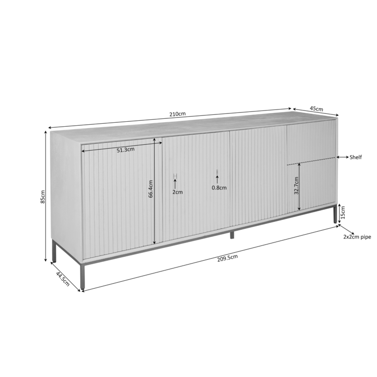 Dressoir Madison Naturel Mangohout 210 cm