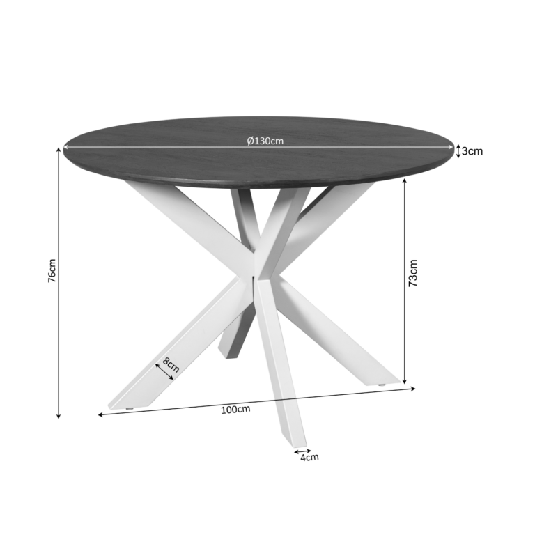 Runder Esstisch Madison Natur Mangoholz 130 cm