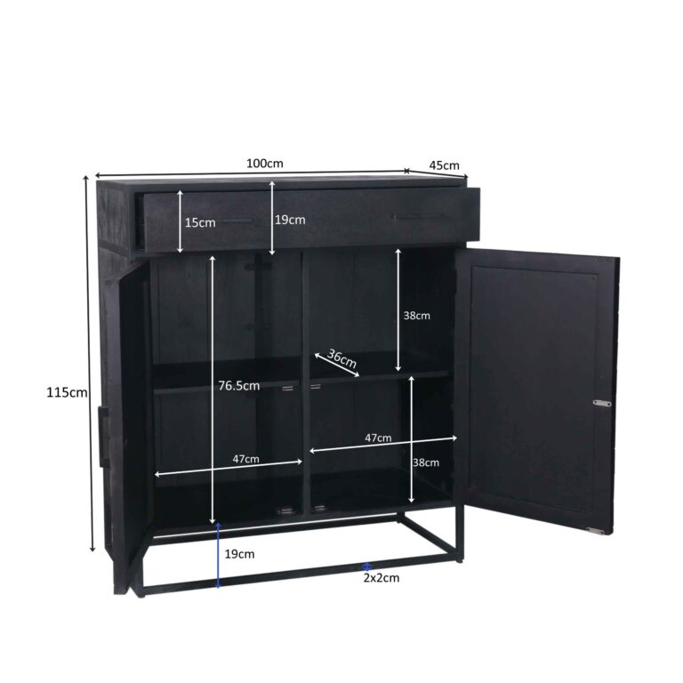 Kabinet New York Zwart Mangohout 100 cm