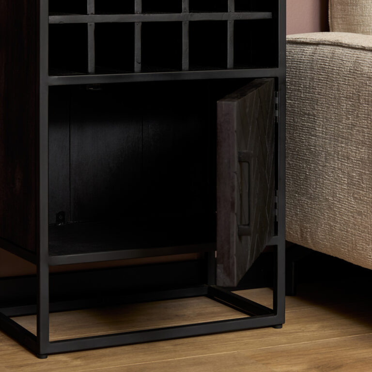 Cave à vin New York Noir Bois de manguier 55 cm