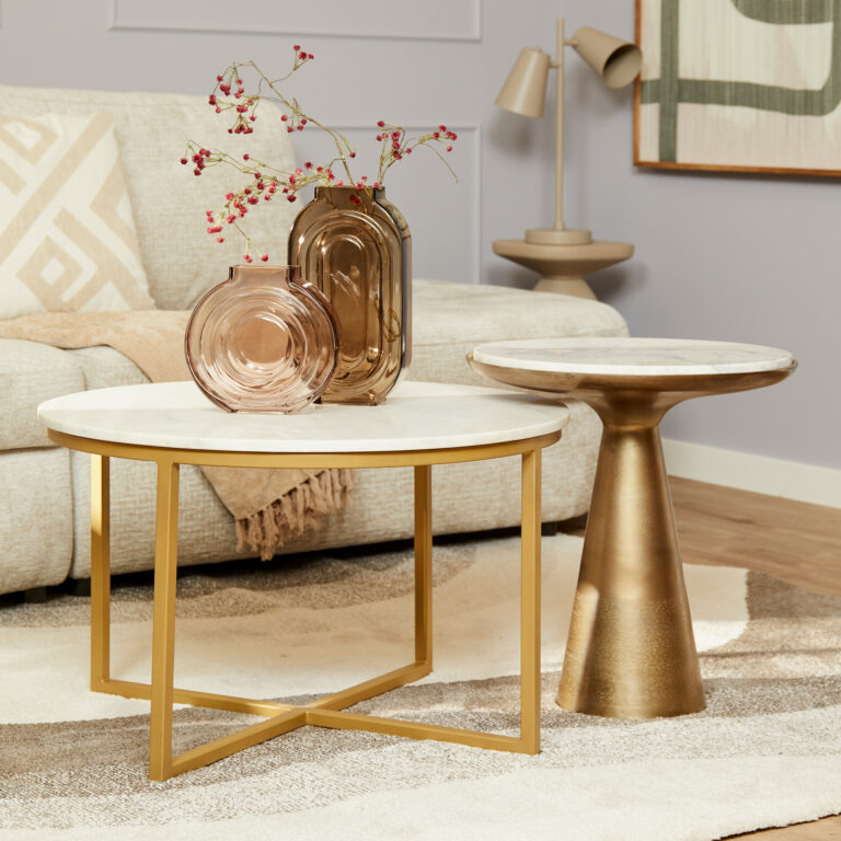 Table d'appoint Essy Marbre Blanc/métal 45 cm