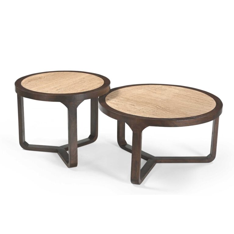Bijzettafel Morris Bruin Travertin 60 cm