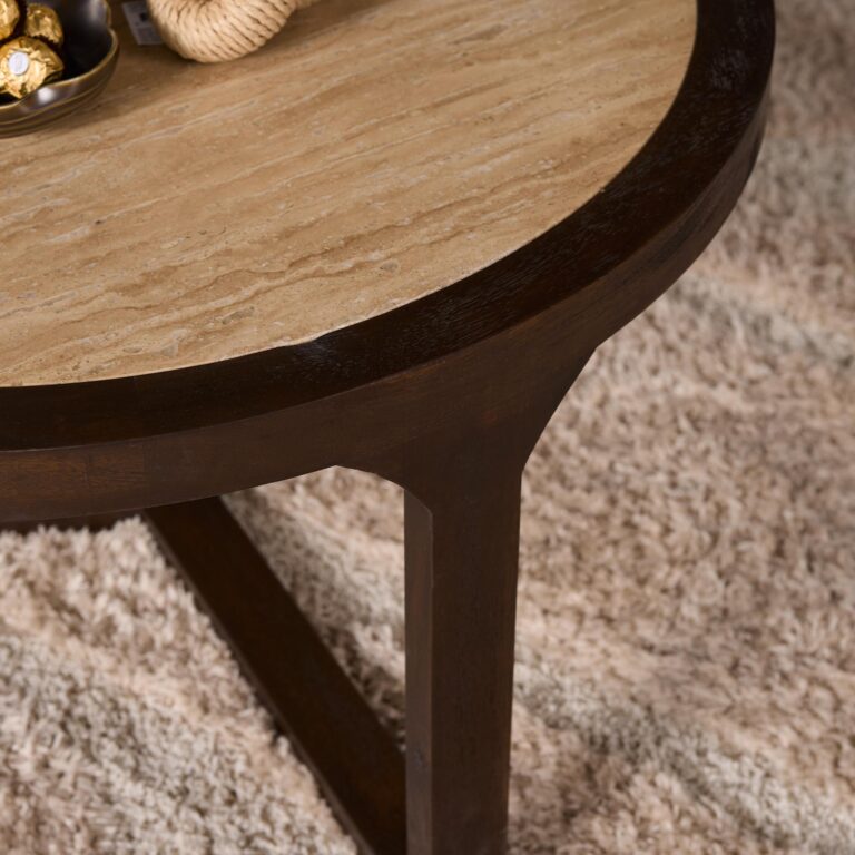 Table basse Morris Marron Travertin 75 cm