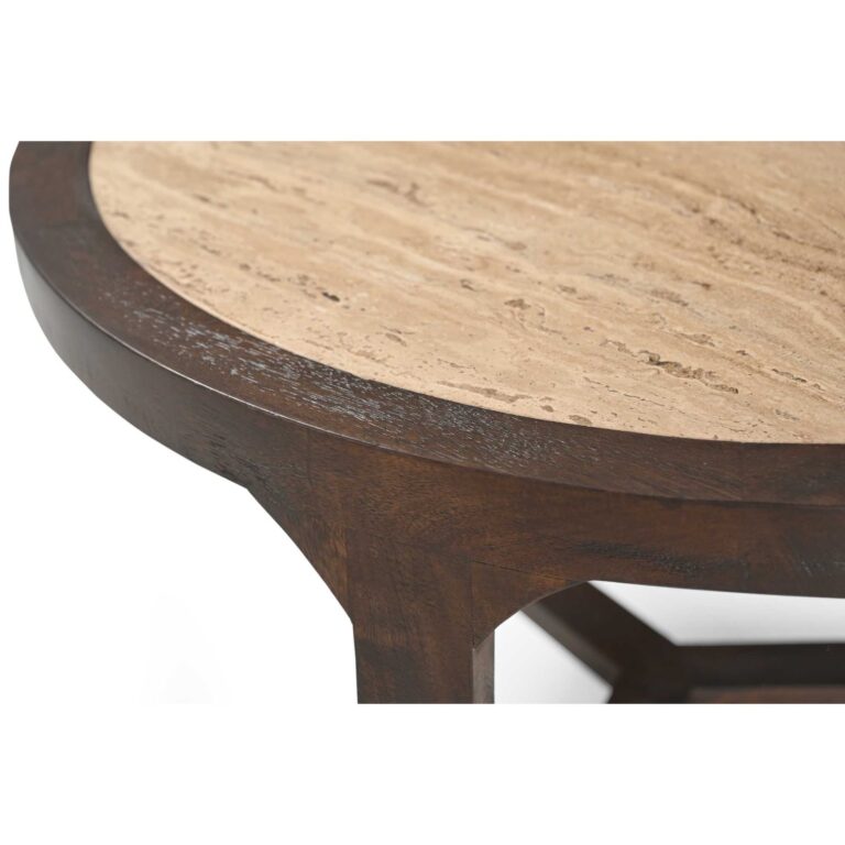 Table basse Morris Marron Travertin 75 cm