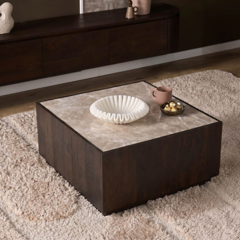 Salontafel Moos Bruin Marmer 80 cm