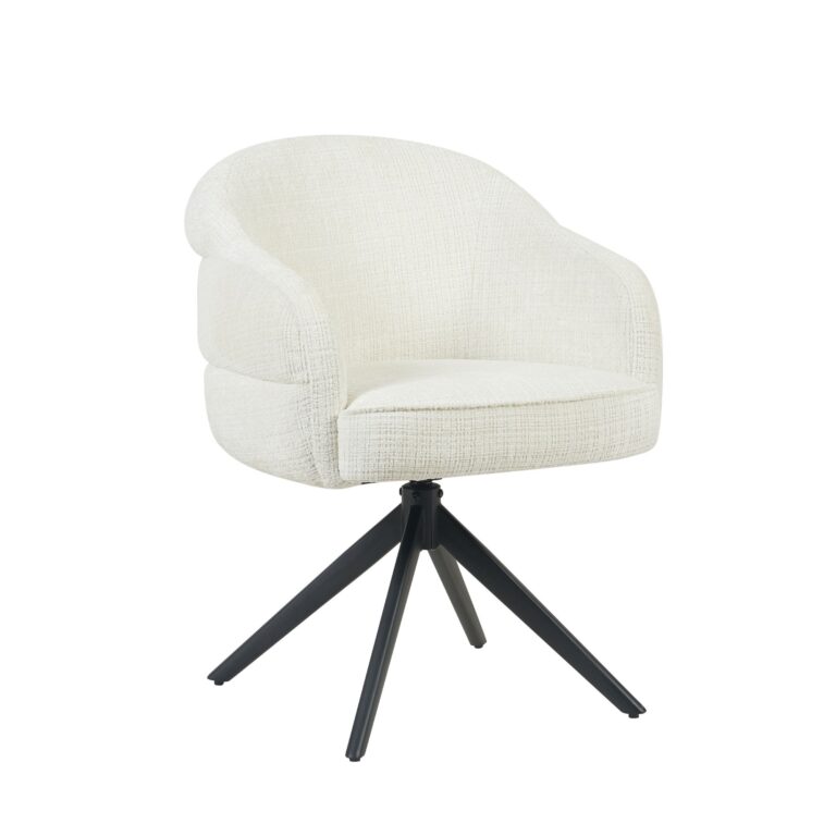 Draaibare eetkamerstoel Bella Off White Poot Zwart