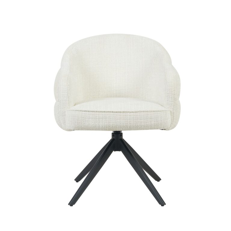 Draaibare eetkamerstoel Bella Off White Poot Zwart