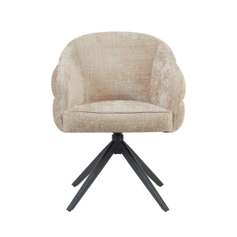 Draaibare eetkamerstoel Bella Beige Poot Zwart