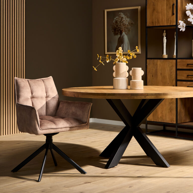 Draaibare eetkamerstoel Dani Beige Velvet