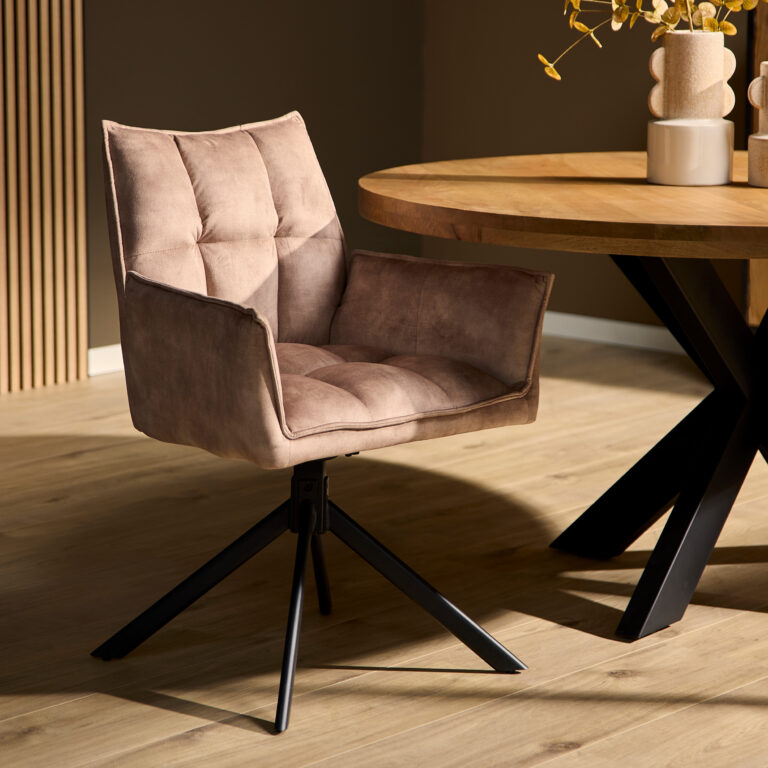 Draaibare eetkamerstoel Dani Beige Velvet