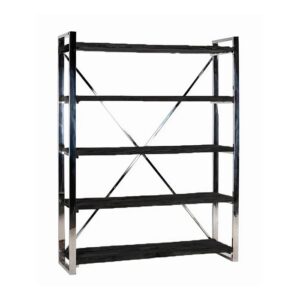 RIXOS 1220 BOOKSHELF&nbsp;SILVER 150X38X200 + BLACK S. WOOD