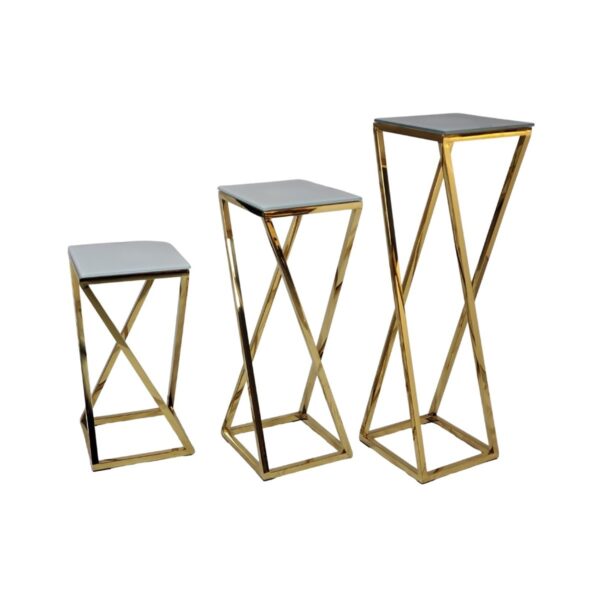 FIORI GOLD 701 3 TABLES SET 60-80-100 + WHITE GLASS