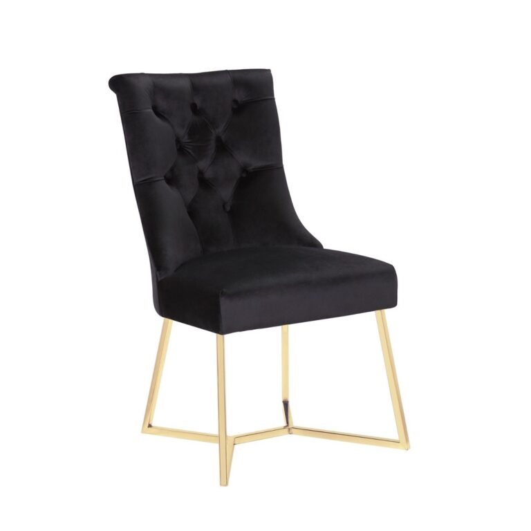 CHAIR CARMEN 5261 GOLD LEGS BLACK FABRIC (C59)