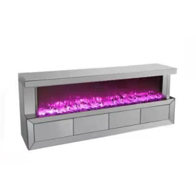 SANTO TT WITH DRAWERS 240x40x65 FIREPLACE GREY MIRROR