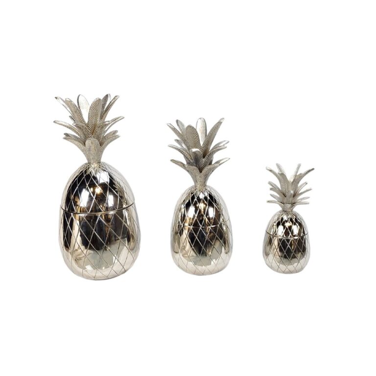 DEKORATION INH-200591 ANANAS 3ER-SET SILBER