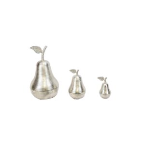 DECORATION INH-200593 PEAR SET OF 3 SILVER