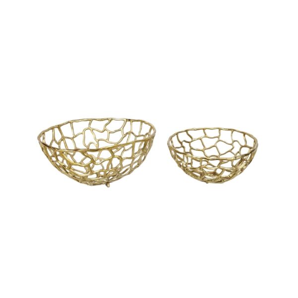 DECORATION INH-11504  LARGE BASKET LATTICE SET OF 2  GOLD