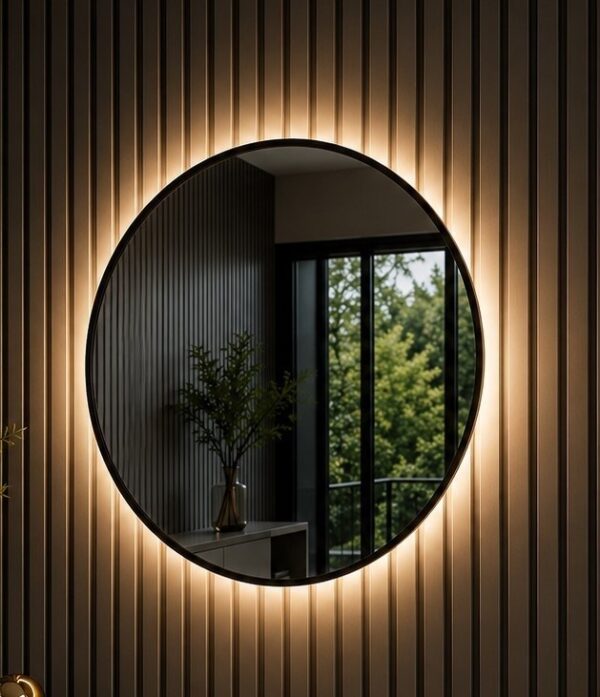 MIRROR WITH LIGHT MT-92 BLACK  LINE 100X100