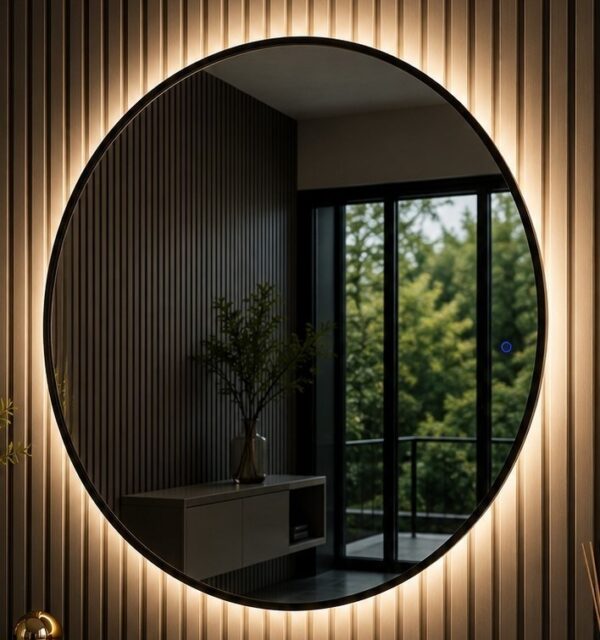 MIRROR WITH LIGHT MT-94 BLACK  LINE 120X120