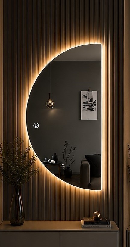 MIRROR WITH LIGHT MT-89 HALF 130X85x2.2