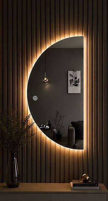 MIRROR WITH LIGHT MT-90 HALF 100X55X1,8