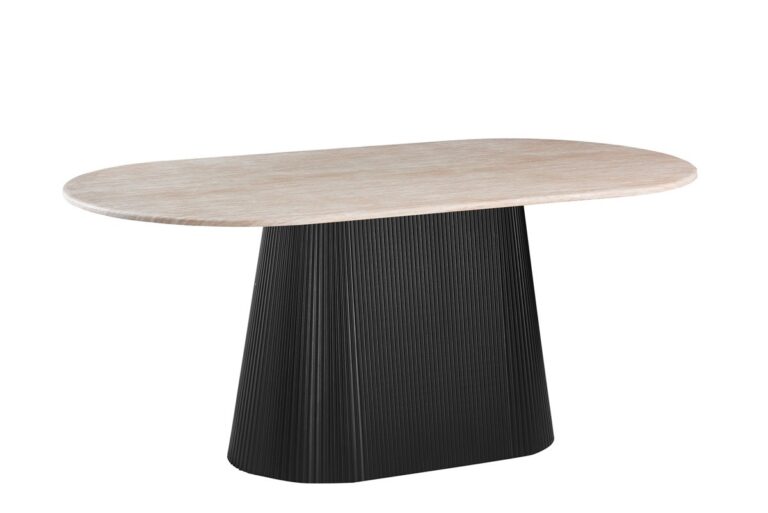 KIMBERLY BLACK DT OVAL 180X90X75 FLINTSTONE FAUX MARBLE TOP